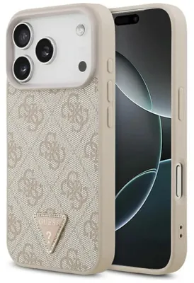 Zdjęcie produktu dla Etui Guess Leather 4G Triangle Strass Magsafe Na Iphone 17 Pro - Różowe