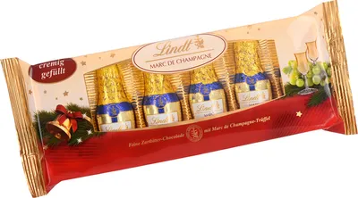Produktbild von Lindt Marc de Champagne Fläschchen aus Zartbitter Schokolade 132g