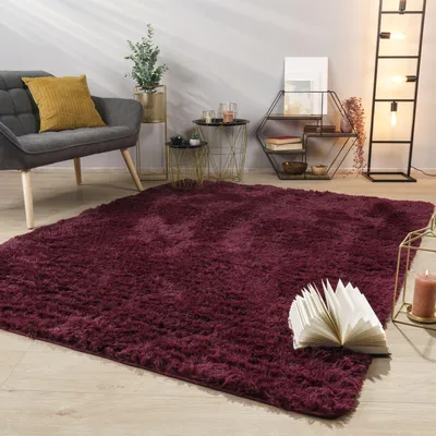 Produktbild von TT Home Teppich Wohnzimmer Hochflor Langflor Weich Soft Modernes Einfarbiges Design Größe 200 cm Rund