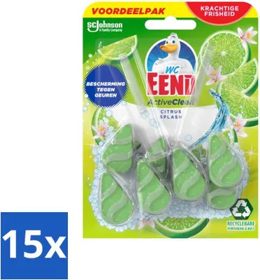 Produktbild von WC-Ente - Active Clean Citrus - WC-Stein Duo-Pack - Kraftvoller Zitrusduft - 2 WC-Steine - Vorteilspack - 15 Stücke