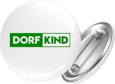 Produktbild von Huuraa Button Dorfkind Modern 59mm rund mit Sicherheitsnadel Ansteckbutton Geschenkidee