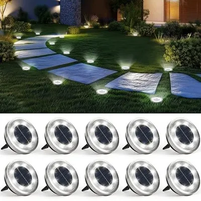 Zdjęcie produktu dla Lampa solarna ogrodowa LED na słupek zimna biel IP65 10 szt.