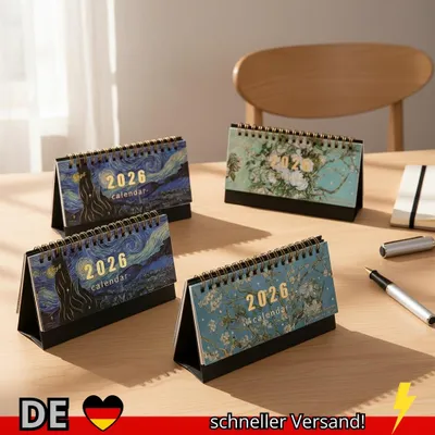 Produktbild von 1 Stück 2026 Tischkalender Vintage-Malerei-Kalender mit Memo-Notizen