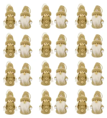 Produktbild von Wichtel Figuren Set 24-teilig (12 Paare) – Weihnachtsdeko 7 cm – Holz & Strick – Deko Wichtel – Skandinavische Weihnachtsdekoration – Winterdeko – Geschenkidee