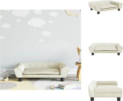 Zdjęcie produktu dla vidaXL Sofa dziecięca kremowa 70x45x26 cm aksamitna - Meble dla niemowląt i małych dzieci
