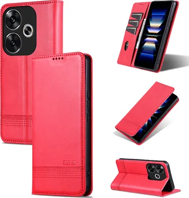 Obrázek produktu pro Kožené pouzdro pro Xiaomi Redmi Turbo 3, skládací peněženkové pouzdro s magnetickým uzávěrem a stojánkem Růžový