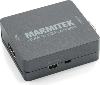 Produktbild von HDMI zu VGA Adapter - Marmitek Connect HV15 - HDMI auf VGA und Audio Konverter - 3,5 mm Audio-Anschluß - Full HD - 1080P - Keine Software notwendig - Schiesse Ihre Laptop auf einen Alten Beamer an
