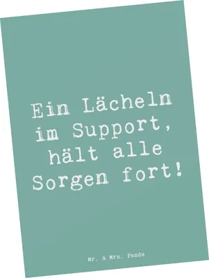 Produktbild von Mr. & Mrs. Panda Postkarte Spruch Kundensupport Lächeln - Meeresbrise - Geschenk, Berufe, Sorgen, Ansichtskarte, Hilfsbereitschaft, Berufsalltag, Beruf, Serviceorientiert
