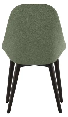 Obrázok produktu pre Jedálenská stolička Astrid s robustnou konštrukciou z masívneho orechového dreva a zeleným látkovým čalúnením – moderný a elegantný dizajn