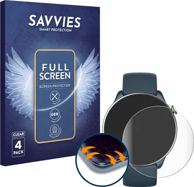 Produktbild von 4x Savvies Fullscreen Schutzfolie für Huami Amazfit GTR Mini Displayschutz Folie Fullcover Klar Transparent