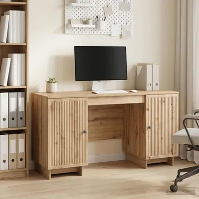 Image de Maison Exclusive - Bureau en bois d'ingénierie « Artisan » (chêne) 142,5 x 50 x 75 cm