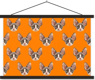 Produktbild von MuchoWow® Textilposter Tier - Orange - Muster 120x80 cm mit schwarzem Rahmen - Wanddeko