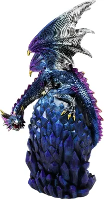 Produktbild von Drache blau auf Drachenei - Figur, Fantasy, Beschützer