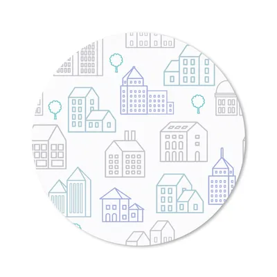 Produktbild von MuchoWow® Mauspad Mousepad Skyline - Muster - Haus 50x50 cm - Mousepads - Maus Mat - Pad - Mausunterlage - Vinyl