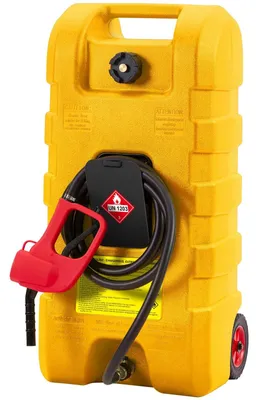 Produktbild von Benzin Transportwagen - Mobiler Kraftstoffkanister 57L - Manuelle Siphonpumpe - 3 m Schlauch - Auf Rädern - HDPE - Gelb