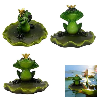 Produktbild von 3er Set schwimmende Froschfiguren aus Harz – 12 cm, wetterfest – Für Gartenteich, Wasserbecken & Aquarium Dekoration