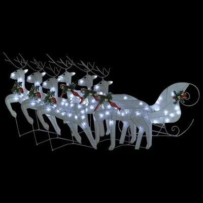 Imagen del producto de vidaXL Adorno navideño "Rentier con trineo", 140 LEDs, para exteriores, color blanco