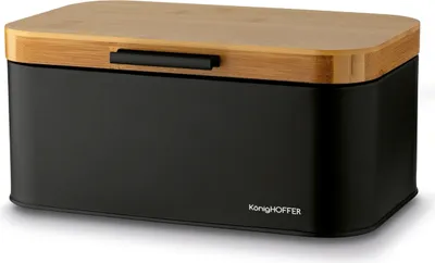 Produktbild von Schwarzer Brotkasten mit Holzdeckel Capri-Brotbehälter Konighoffer