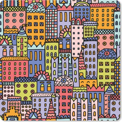 Produktbild von MuchoWow® Mauspad Mousepad Haus - Regenbogen - Muster 20x20 cm - Mousepads - Maus Mat - Pad - Mausunterlage - Desk Mat - Bureauartikeln