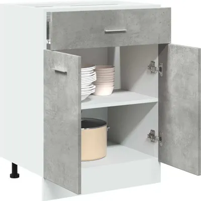 Produktbild von Eleganter Möbel Schubunterschrank Betongrau 60x46x81,5 cm Holzwerkstoff - Küchenschränke 9992938