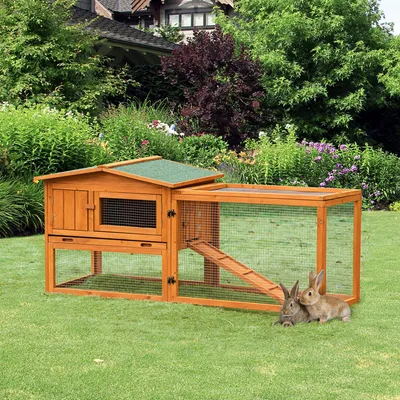 Produktbild von Sweiko Kleintierstall Kleintierkäfig Kleintierhaus mit Asphaltdach Tannenholz Orange