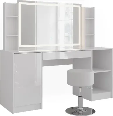 Produktbild von Schminktisch Vicco Sherry Weiß/Weiß Hochglanz 158.2 cm 5 Teile, Model 57649
