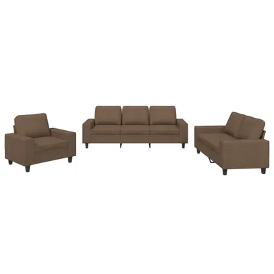 Image de vidaXL Ensemble de canapés 3 pièces brun tissu