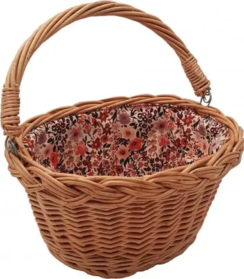 Immagine prodotto di Cestino per bicicletta Hollie per bambini, stile retrò con motivi floreali, in rattan