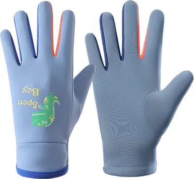 Produktbild von Paar Kinder-Winterhandschuhe, wasserdichte Sporthandschuhe für 3–15 Jahre, Touchscreen, hohe Elastizität, reflektierendes Dinosauriermuster, Skihandschuhe zum Spielen im Freien