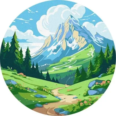 Produktbild von Malen nach Zahlen – Grüne Tal Landschaft, 26 cm – Ideyka