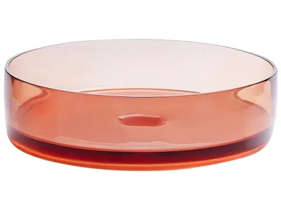 Produktbild von BELIANI Waschbecken Hellrot Mineralwerkstoff Rund ⌀ 36 cm mit Klickverschluss Stöpsel Badezimmer Ausstattung Waschschale Waschtisch Aufsatzwaschbecken
