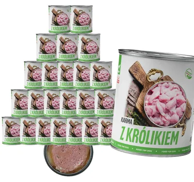 Produktbild von TufTuf | Hundenahrung Kaninchen - Hundefutter Set 24x800g Dose - Nassfutter fur Hund