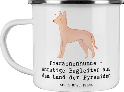 Produktbild von Mr. & Mrs. Panda Emaille Tasse Pharaonenhund Freunde - Weiß - Geschenk, Hunderassen Charakter, Geschichte, Hunderasse, Azawakh, freundlicher Hund, Treue Freundschaft