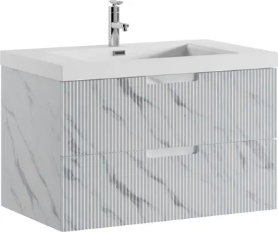 Immagine prodotto di Set di mobili da bagno Thermis 80 cm - Marmo bianco - Mobili da bagno con lavabo