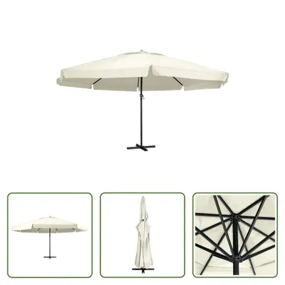 Produktbild von The Living Store Sonnenschirm mit Aluminium-Mast 600 cm Sandweiß