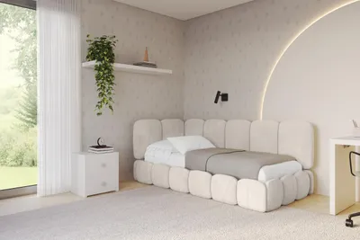 Produktbild von ALTDECOR Jugendbett mit Bettkasten AVRY - 90x200 - Beige - Casablanca 2301 - Rechts angeordnet - Einzelbett mit Stauraum - Polsterbett Kinderbett