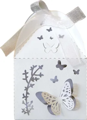 Produktbild von 50Pcs Hochzeit Geschenk-Box, Laser Cut Candy Geschenk-Box Papier-Box Mit Band Für Hochzeit Dekoration Party Favor Kleine Geschenk-Verpackung