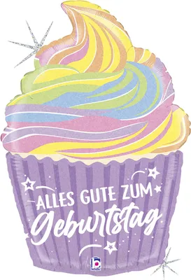 Produktbild von Shape Folienballon "Happy Birthday Cupcake Pastell ca.68 cm