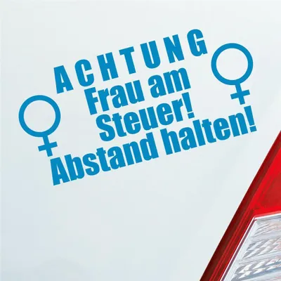 Produktbild von Auto Aufkleber ACHTUNG Frau am Steuer! Abstand halten! 19x9 cm Hellblau Sticker Heckscheibenaufkleber