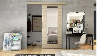 Obrázek produktu pro Posuvné dveře se zrcadlem SKULEN 4 - 90 cm, dub sonoma