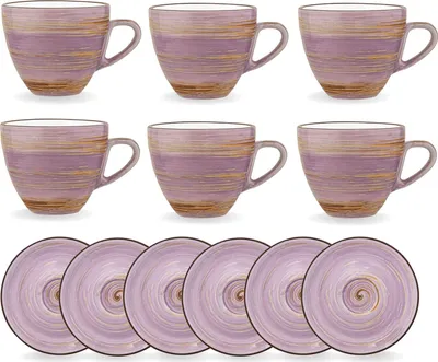 Zdjęcie produktu dla Filiżanki Wilmax SPIRAL ze spodkami - zestaw 6 sztuk - 300 ml - WL-669736/AB6
