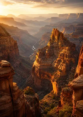 Immagine prodotto di Poster "Canyon" formato DIN A2 – Paesaggio suggestivo con rocce, profondità e luce dorata, finitura opaca