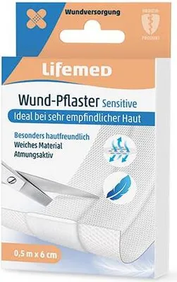 Obrázek produktu pro Lifemed 99014 Lifemed náplasti na rány "Sensitive", bílé, 500 mm x 60 mm
