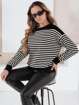 Produktbild von Dstreet Klassischer Pullover für Frauen Elvara schwarz-weiss S/M