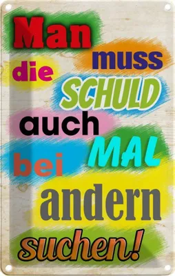 Produktbild von vianmo Blechschild 18x12 cm Schuld auch bei anderen suchen Dekoration Spruch Zitat