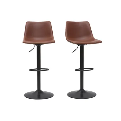 Produktbild von Miliboo - Barhocker Vintage PolyurethanHellbraun 2er Set NEW ROCK