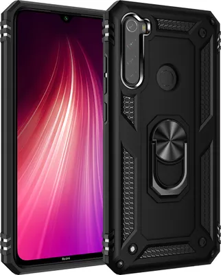Produktbild von LaimTop Redmi Note 8T Hülle, Hybrid Robuste Rüstung Drehbarer Ring Halter Ständer Dual Layer Hard PC + TPU Stoßfest Schutzhülle für Xiaomi Redmi Note 8T Schwarz