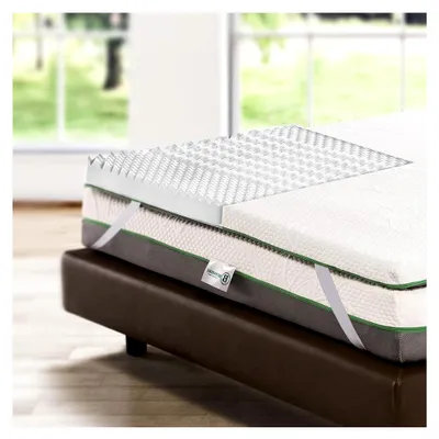 Produktbild von Topper für Doppelbett, 170 x 200 cm, aus Memory-Schaum, Höhe 6 cm, mit abnehmbarem Bezug, orthopädisch.