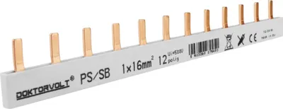 Produktbild von 1P Phasenschiene Stift 12-polig 16mm² PS/S doppelseitig isoliert Schiene Sammelschiene 100A