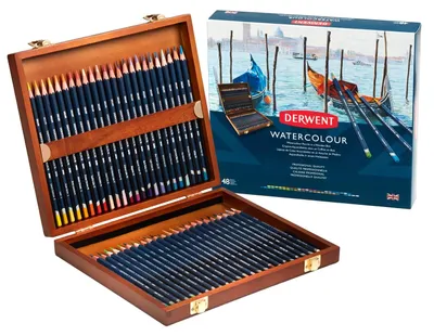 Image de Crayons aquarellables Derwent, 48 pièces, coffret en bois